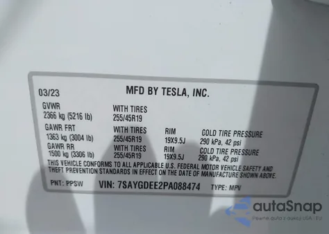 2023 Tesla Model Y Awd/Long Range Dual Motor All-Wheel Drive from USA, damaged, VIN 7SAYGDEE2PA088474